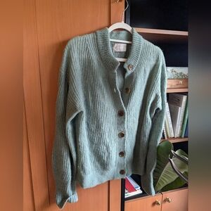 Everlane The Cropped Alpaca Cardigan Size M Pomona Green